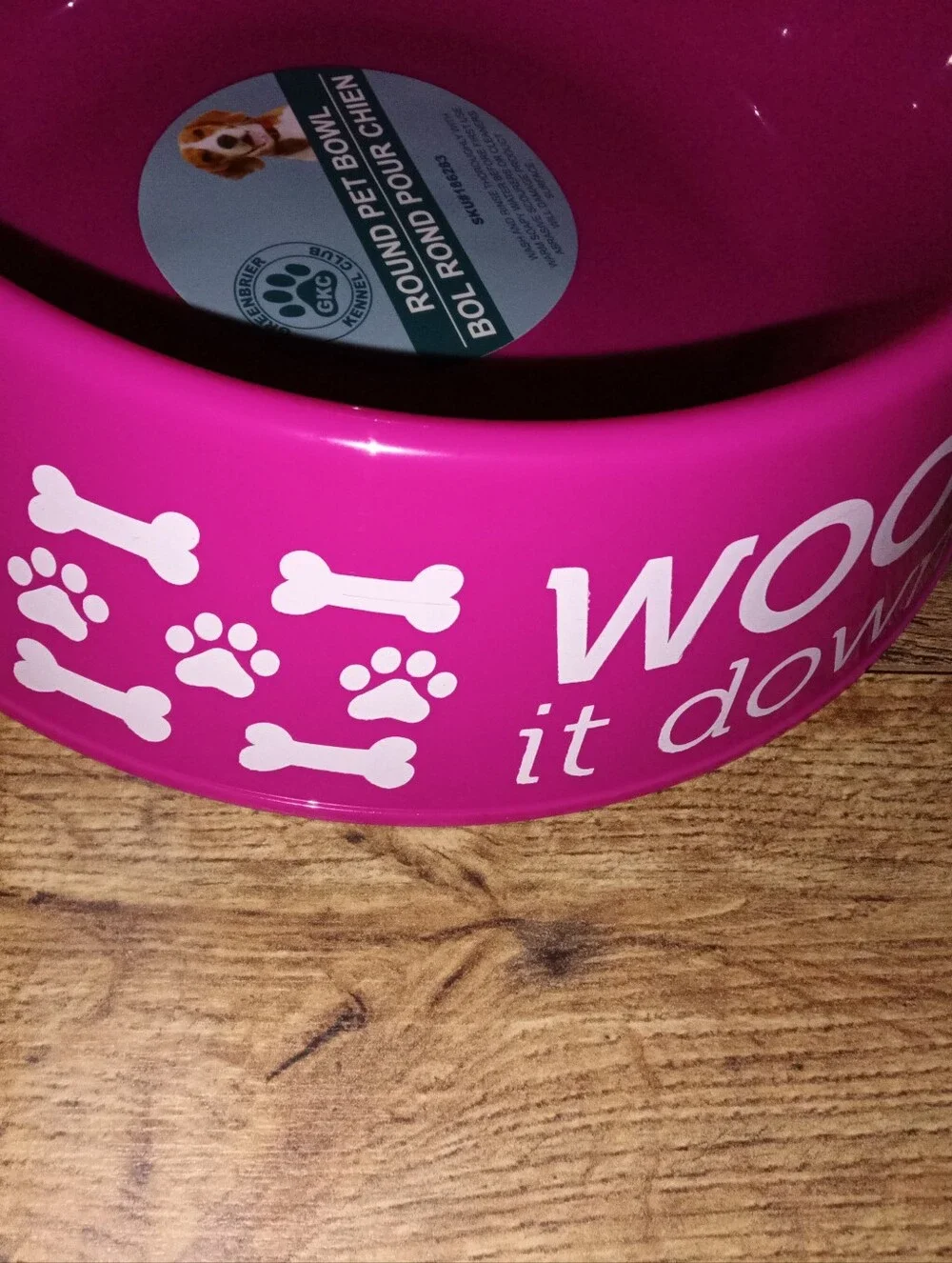 Pink Plastic Pet Dog Cat Water Food Bowl